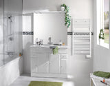 Radiateur sèche-serviettes blanc Acova mural dans salle de bain design, couleur blanche.