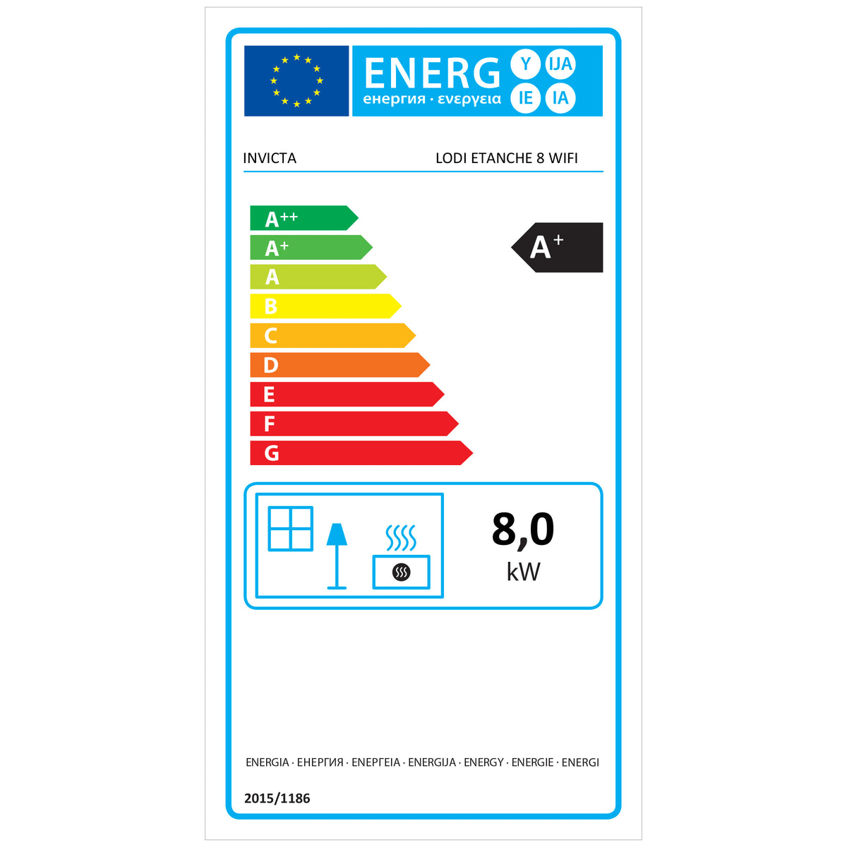 Invicta Poêle à granulés acier Lodi 8 noir Wi-Fi flamme verte étanche (30 à 100m²) - 8kw - Mister PRO