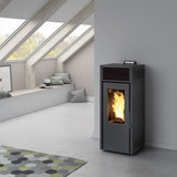 Invicta Poêle à granulés acier Nola 10 noir flamme verte (35 à 120m²) - 9,5kw - Mister PRO