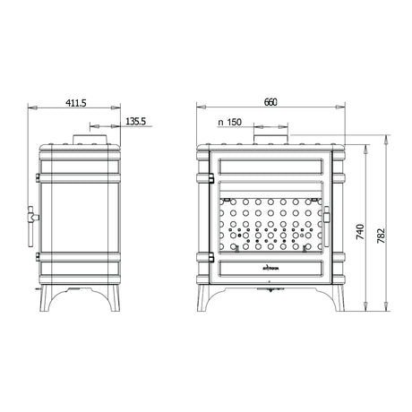 Invicta Poêle à bois fonte Siam anthracite flamme verte raccordable (65 à 145m²) - 12kw - Mister PRO