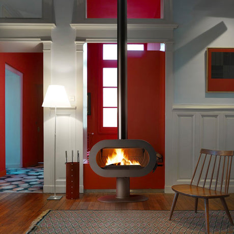 Invicta Poêle à bois fonte Fifty Plus sur pied anthracite flamme verte (55 à 120m²) - 10kw - Mister PRO