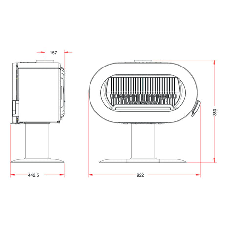Invicta Poêle à bois fonte Fifty Plus sur pied anthracite flamme verte (55 à 120m²) - 10kw - Mister PRO
