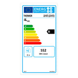 Étiquette énergie chauffe-eau Thermor, classe B, blanc, consommation annuelle 552 kWh