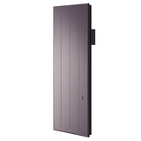Radiateur vertical violet anthracite, marque Thermor, design moderne à panneaux plats.