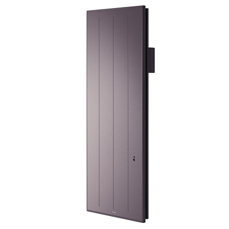 Radiateur vertical violet anthracite, marque Thermor, design moderne à panneaux plats.