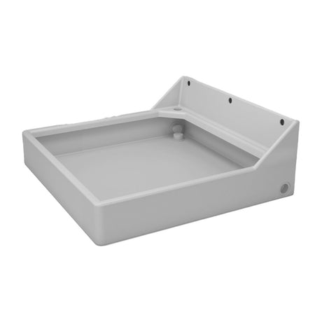 Bac à laver gris, marque Allia, en céramique avec fixation murale, produit sanitaire.