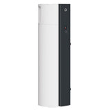 Chauffe-eau thermodynamique Atlantic, blanc et noir, vue latérale du produit.