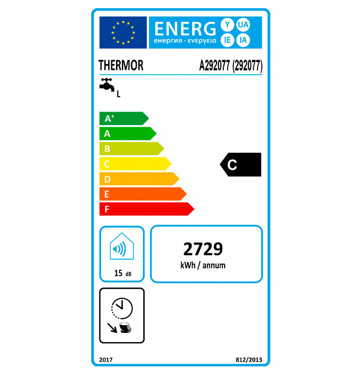 Étiquette énergie Thermor, chauffe-eau, classe C, couleur blanche