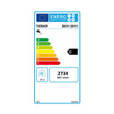 Étiquette énergie Thermor chauffe-eau blanc, classe C, consommation 2734 kWh/an.