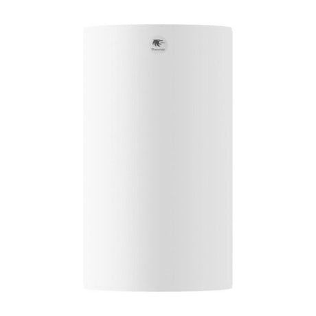 Chauffe-eau Thermor blanc, ballon d’eau chaude cylindrique mural.