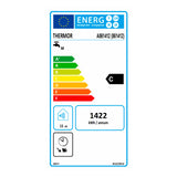 Étiquette énergie chauffe-eau Thermor, classe C, couleur blanche.