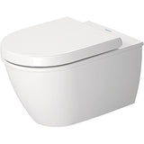 WC suspendu blanc de marque Duravit, toilette moderne en céramique blanche.