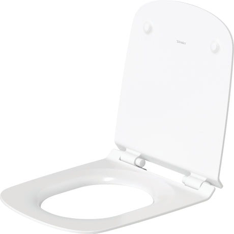 Abattant WC blanc Marque Duravit, siège de toilette moderne en plastique.