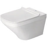 WC suspendu blanc marque Duravit, design moderne, céramique sanitaire
