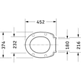 Abattant WC Grohe, blanc, schéma technique avec dimensions détaillées.