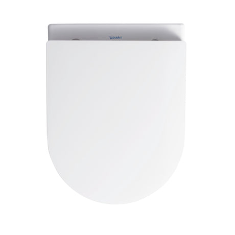 Abattant WC blanc Duravit, accessoire sanitaire moderne, forme ovale, couleur blanche.