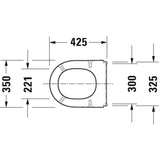 Abattant WC Grohe, couleur blanc, schéma technique avec dimensions détaillées.