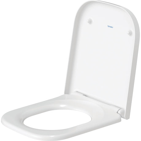 Abattant WC Duravit, blanc, siège de toilette moderne en plastique, couvercle relevé
