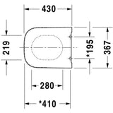 Plan technique abattant WC Grohe, blanc, dimensions et schéma détaillé.