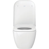 Toilette Duravit blanc, sanitaire moderne, cuvette WC en céramique blanche.