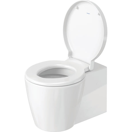 WC blanc Duravit, cuvette de toilette moderne en céramique, abattant ouvert