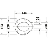 Plan technique abattant WC Grohe, blanc, dimensions en millimètres indiquées.