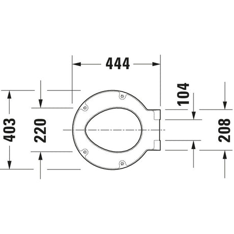 Plan technique abattant WC Grohe, blanc, dimensions en millimètres indiquées.