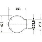 Plan technique abattant WC Grohe, blanc, dimensions 453x420 mm, vue dessus.