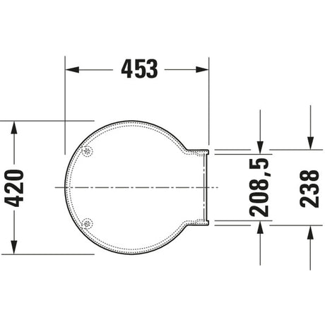 Plan technique abattant WC Grohe, blanc, dimensions 453x420 mm, vue dessus.