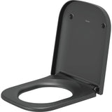 Abattant WC noir marque Duravit, design moderne, siège de toilette noir mat.