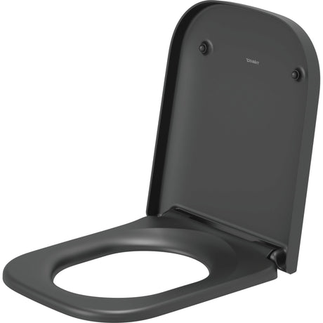 Abattant WC noir marque Duravit, design moderne, siège de toilette noir mat.