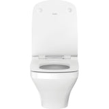 Toilette suspendue blanche Duravit, WC moderne, couleur blanche, vue de face
