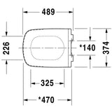 Abattant WC Grohe, blanc, avec schéma technique et dimensions détaillées.