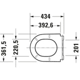 Abattant WC Grohe, plan technique, blanc, dimensions détaillées en millimètres