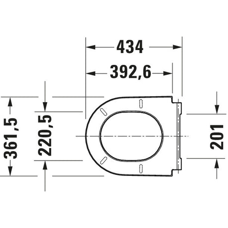 Abattant WC Grohe, plan technique, blanc, dimensions détaillées en millimètres
