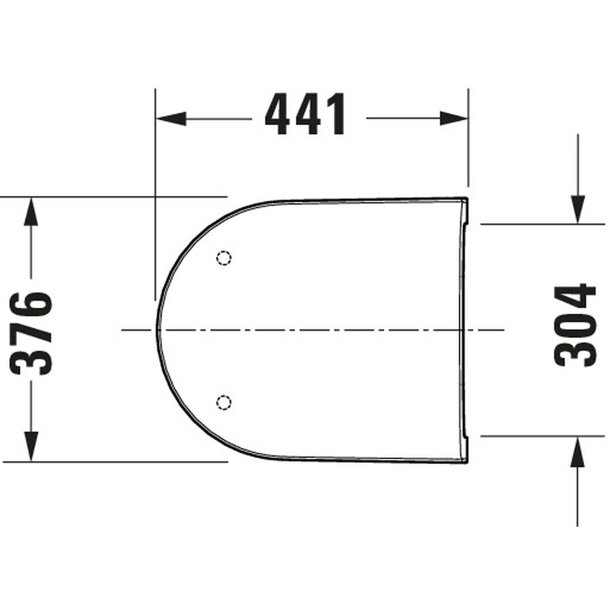 Abattant WC blanc Grohe, schéma technique avec dimensions 441x376 mm.