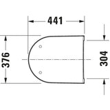 Abattant WC blanc Grohe, schéma technique avec dimensions 441x376 mm.