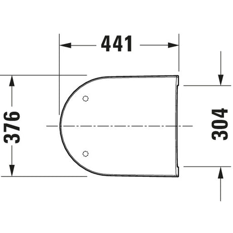 Abattant WC blanc Grohe, schéma technique avec dimensions 441x376 mm.
