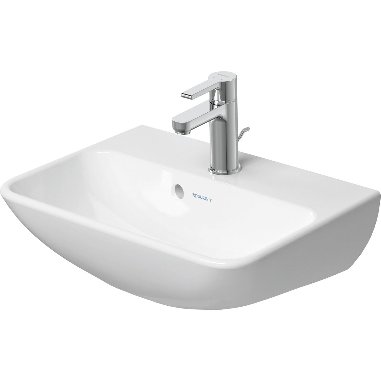 Lavabo blanc Duravit avec robinet chrome, type vasque, sanitaire moderne