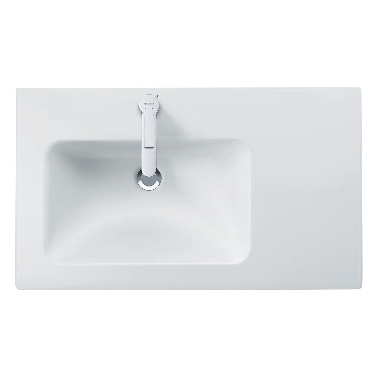 Mitigeur blanc Duravit pour lavabo, design moderne, robinetterie de salle de bain.