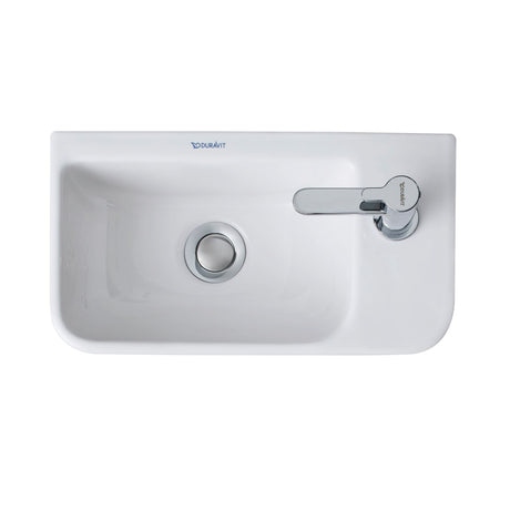 Lavabo blanc Duravit rectangulaire avec robinetterie chrome, sanitaire moderne