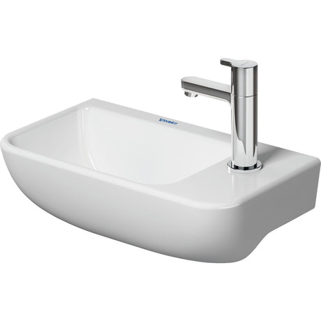Lave-mains blanc Duravit avec robinet chromé, sanitaire moderne pour salle de bain.