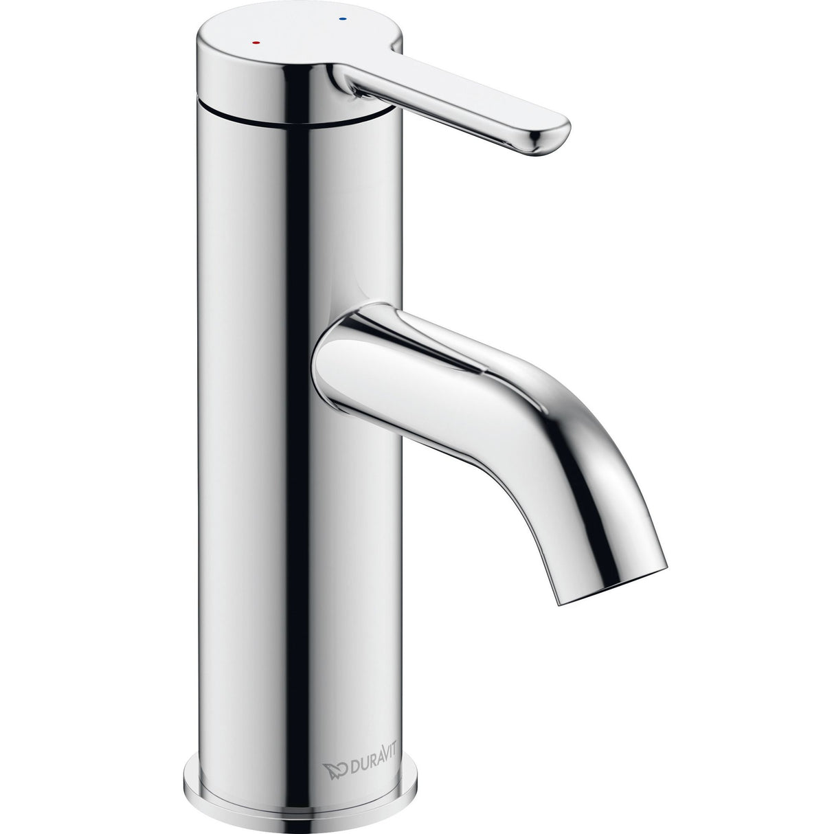 Mitigeur de lavabo Duravit, robinet salle de bain chromé, design moderne argenté