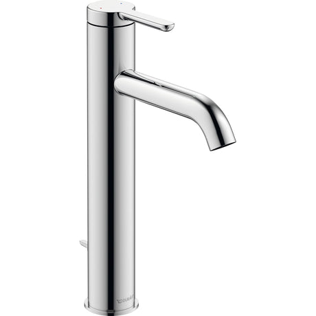 Mitigeur Duravit, robinet de lavabo en finition chromée, design moderne, couleur argentée.