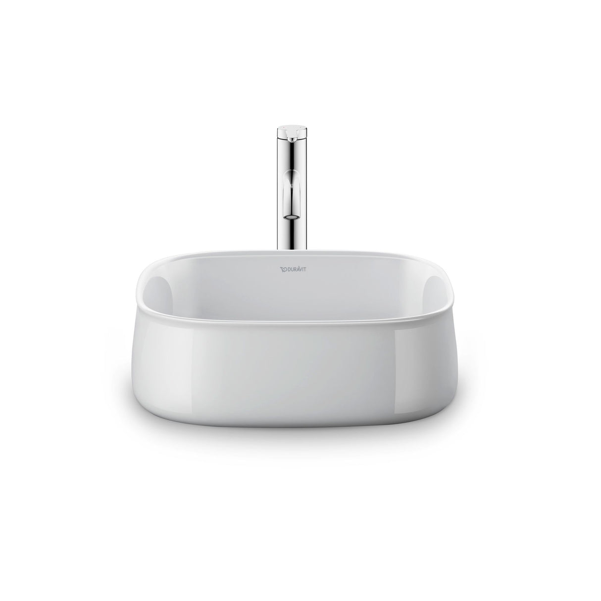 Lavabo blanc Duravit en céramique, design moderne, robinet chromé, sanitaire élégant