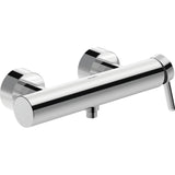 Mitigeur de douche chromé Grohe, design moderne, couleur argentée brillante.