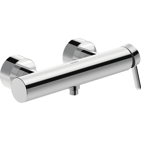 Mitigeur de douche chromé Grohe, design moderne, couleur argentée brillante.