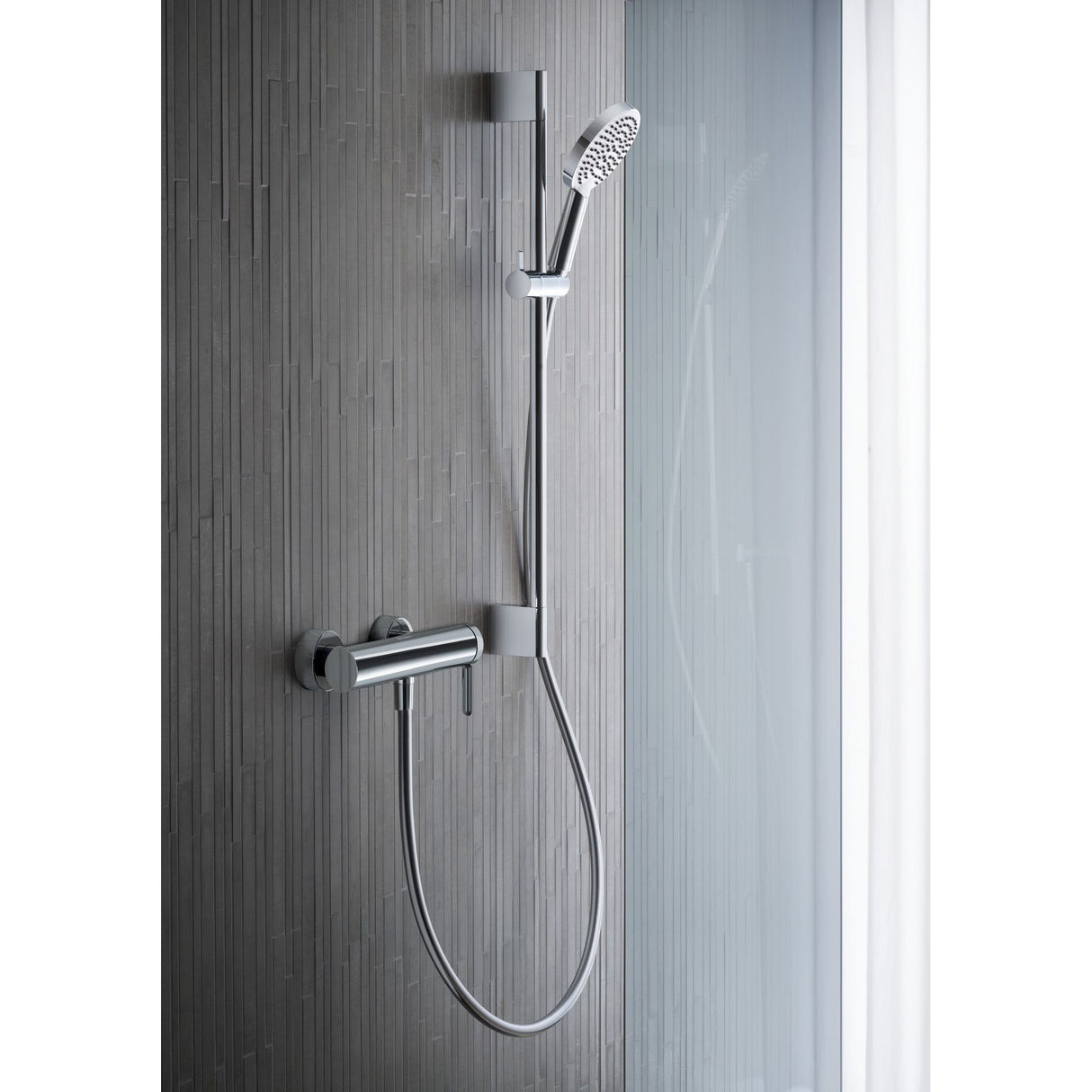 Douchette Grohe, ensemble de douche chromé avec barre réglable, couleur argentée