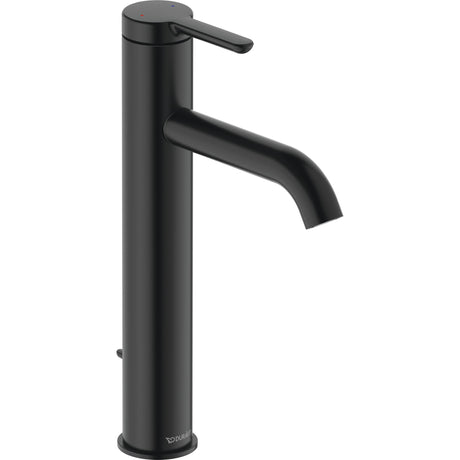 Mitigeur lavabo Duravit noir mat, robinetterie salle de bain moderne.