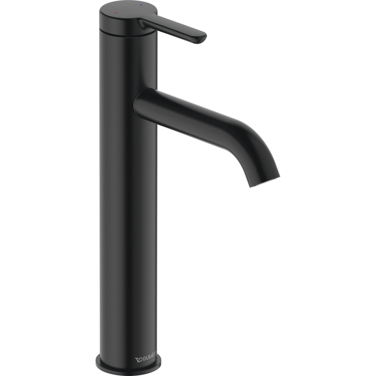 Mitigeur noir pour lavabo marque Duravit, design moderne élégant.